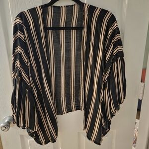 Striped Black and Cream Kimono Cardigan